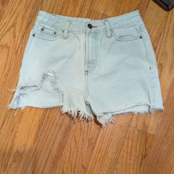 evidnt Los‎ Angeles size 25 light White/blue high waisted denim shorts (z1) - Picture 2 of 7
